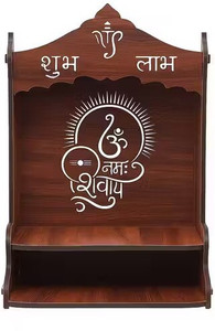 Aadarsh Om Namah Shivay Shubh Labh Design | Home Temple with Shelf Engineered Wood Home Temple