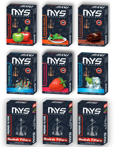 MYSHISHA Hookah Accessories 15 Mouthpiece Tips & 6 MYS Double Apple, Kesar Paan, Chocolate, Dubai Special, Strawberry, BF Hookah Flavor
