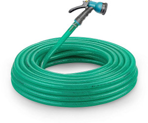 AHYRA 15MTR BRAIDED 3-LAYERED PIPE 0.5 inch GARDENING, PET BATHING CAR Hose Pipe 15Mtr Garden & Car Washing Braided 3 Layered Hose Pipe with 7 pattern spray gun Hose Pipe