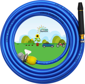 SUNICE 10 Meter Metallic Blue Flexible Hose Pipe (Diameter Size ½’’,0.5 Inch,12 mm) Car Washing , Bike & House Cleaning ,Tree Watering Hose Pipe