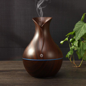 xhawk Wooden Humidifier Pot Shape Mist Air Diffuser Oil Diffuser Aromatherapy Light Room Air Purifier
