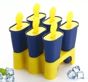MY International Ice Cream Maker / Kulfi Mould / Popsicle Mould Blue, Yellow Plastic Ice Cube Tray