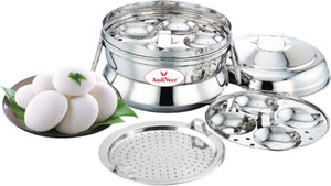आदिवीर Stainless Steel idli Cooker/idli Pot/idli Maker With Idiyappam/Steamer Plate इंडक्शन & स्टैंडर्ड इडली मेकर