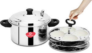 CENTURA Stainless Steel Classic Idli Maker/Idly Cooker (3 Plates, Silver) Induction & Standard Idli Maker