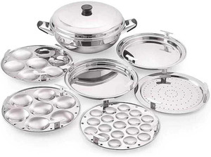 KRB KRB,Idli Cooker Multi Kadai Steamer 2 Idli|2 Dhokla|1 Patra-1Mini idli Induction & Standard Idli Maker