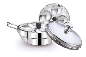 आदिवीर Stainless Steel Idli cooker 2 idli plates and High Polished Bottom Kadai इंडक्शन & स्टैंडर्ड इडली मेकर