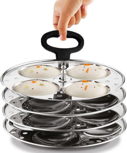 MISSIPPI Stainless Steel 4 Idli plate with Stand/Idli maker/Idli stand with Idli Lifter Induction & Standard Idli Maker