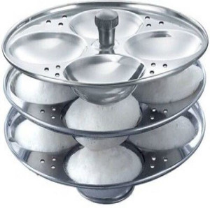 किचेन देल्ली Stainless Steel 3-Rack Idli Stand, Makes 12 Idlis इंडक्शन & स्टैंडर्ड इडली मेकर