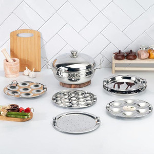 KRB KRB,Stainless Steel Multi Kadai,Flap bottom Standard Idli Maker