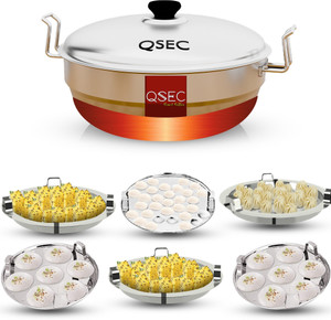 QSEC Stainless Steel Idli Cooker Steamer with Copper Bottom All-in-One Big Size Standard Idli Maker