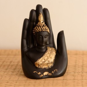 eCraftIndia Golden Handcrafted Buddha Palm Decorative Showpiece  -  17.5 cm