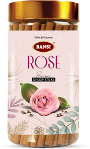 BANSI Pooja Dhoop Sticks Premium Gulab/Rose Jar 100Gms|Bambooless |Charcoal Free Gulab