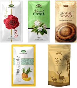 BANSI Signature Agarbatti for Divine Puja Experience ( Incense Sticks) Sandalwood, Mogra, Rose, Kasturi, Pineapple