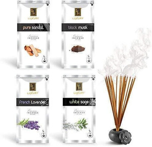 Zed Black Luxury Premium Fragrance Incense Stick Combo 4(120g Each)Of Different Fragrance- Pure Sandal, Black Musk, French Lavender, White Sage