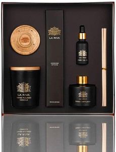 Zed Black La Riva Aroma Gift Box Ideal for All Occasions |Box consist five different item| Reed Diffuser, Candle, Essential Oil, Incense Sticks