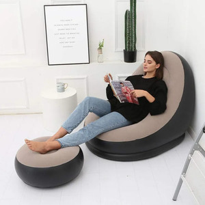 STYLE HOMEZ PLUCO, Inflatable Sofa Lounge Chair With Ottoman And Inflating Pump, PVC 1 Seater Inflatable Sofa