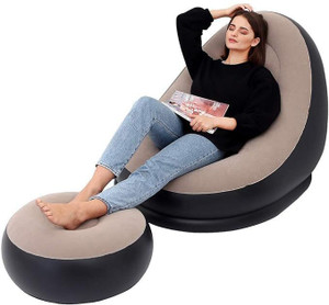 Niralasa 2 in 1 Air Sofa Set with Electric Pump Footrest Portable Lounge Chair Foldable PVC 2 Seater Inflatable Sofa