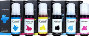 Splashjet 057 Photo Dye Ink for EP L18050 Printer - (70gm x C/M/Y/K/LC/LM) - 503492 Black + Tri Color Combo Pack Ink Bottle