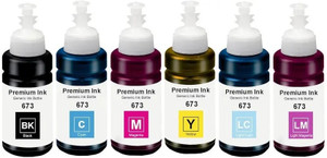 tequo T673 Refill Ink Compatible for L801,L805,L1800,L800,L810,850,1300 Black + Tri Color Combo Pack Ink Bottle