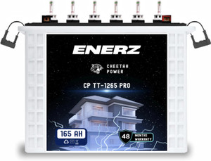 EnerZ 165 AH CP TT-1265 PRO – 12V Tall Tubular Battery | Best with 900 VA to 1100 VA 900 VA 165 AH Inverter Battery Best For Pure Sine Wave Inverter