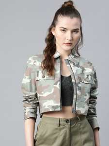 Popnetic Full Sleeve Camouflage Women Jacket