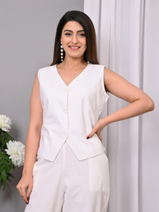 VYMO Sleeveless Solid Women Jacket