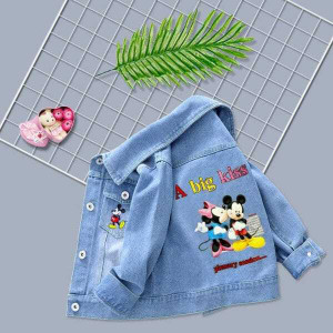 Mysha clothing Full Sleeve Printed Boys & Girls Denim Jacket