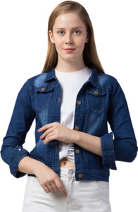 FUNDAY FASHION 3/4th Sleeve Washed Women Denim Jacket