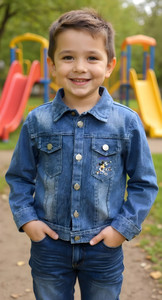 Mysha clothing Full Sleeve Printed Boys & Girls Denim Jacket