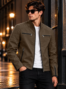 MOTREX Men Solid Leather Jacket - Image 1