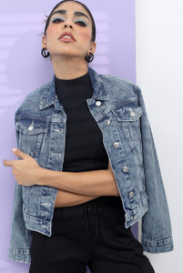 lahaba Full Sleeve Washed Women Denim Jacket
