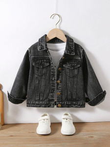 FASHION BREEZE Full Sleeve Checkered Boys & Girls Denim Jacket