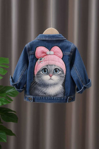 First Craze Full Sleeve Graphic Print Girls Denim Jacket