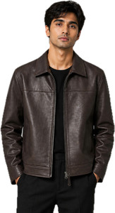 SAFAISION Men Solid Leather Jacket - Image 1