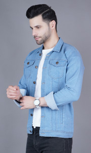 shre.ce Full Sleeve Solid Men Denim Jacket