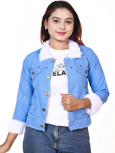 SUMONDRESSES 3/4th Sleeve Solid Women Denim Jacket