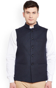 Vastraa Fusion Sleeveless Self Design Men Jacket