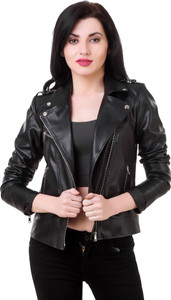 Leather Retail Full Sleeve Solid Women Jacket