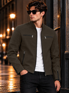 MOTREX Men Solid Leather Jacket - Image 1