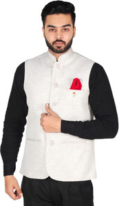 OORA Sleeveless Self Design Men Jacket