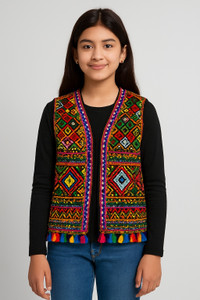 shree sadguru market Half Sleeve Embroidered Girls Jacket