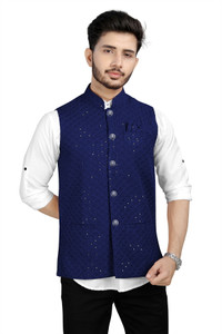 UNIQUE MOMENTS Sleeveless Embellished Men Jacket
