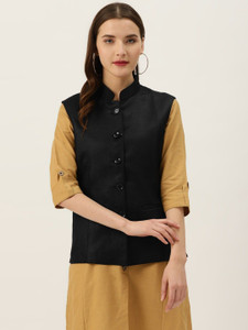 Vastraa Fusion Sleeveless Solid Women Jacket