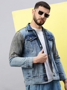 VOXATI Full Sleeve Colorblock Men Denim Jacket