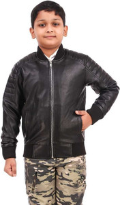 Leather Retail Full Sleeve Solid Boys Jacket