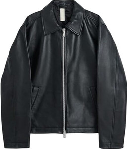 CLWN Men Solid Leather Jacket - Image 1