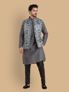 TRENDS OF ETHNIC Sleeveless Geometric Print Men Jacket