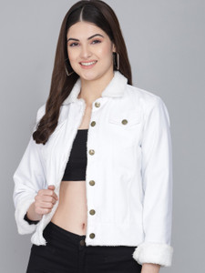 FUNDAY FASHION 3/4th Sleeve Washed Women Jacket