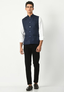 IndiWeaves Sleeveless Self Design Men Jacket