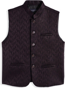 Charchit Sleeveless Self Design Boys Jacket